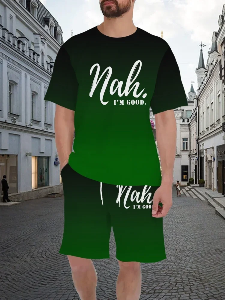 

Nah. I'M Good Printed Washed Men T Shirts Summer Soft T-Shirt O-Neck Short Sleeve Shorts Suit Unisex Fashion Streetwear Clothing