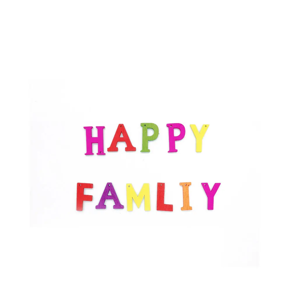 

200 Pcs Handcraft Accessory Colorful Wooden Ornaments DIY Crafts Household Letter Cutouts Home