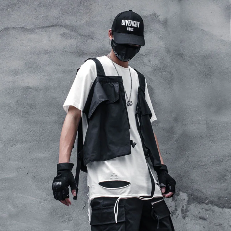 

Dark Trendy Ins High Street Heavy Workwear Techwear Style Streetwear Vest Three-Dimensional Large Pocket Men's and Women's Coats