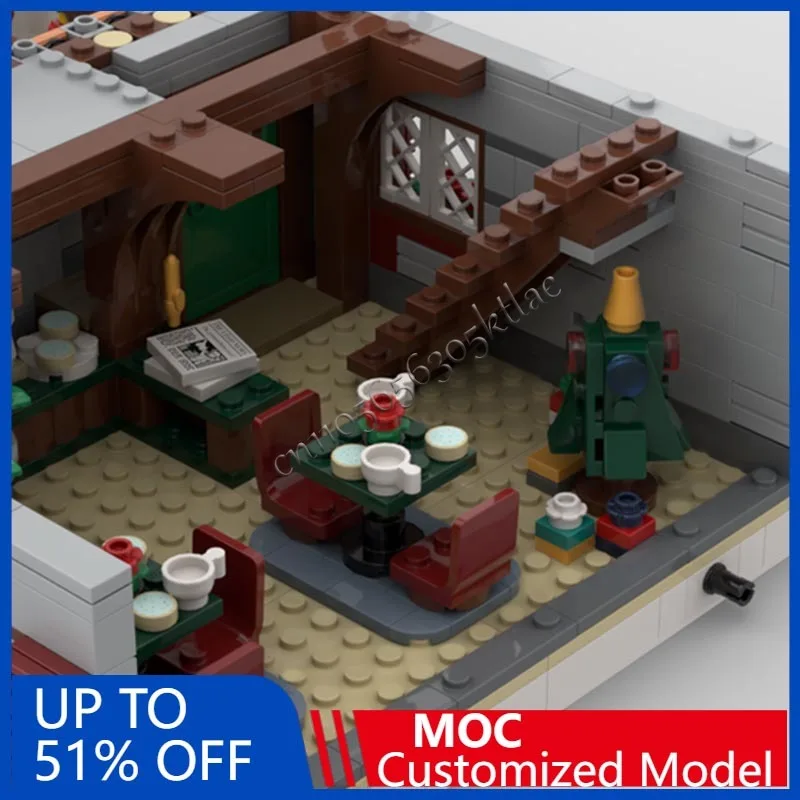 2872 قطعة MOC الشتاء قرية سلسلة الإفطار نزل بناء نموذج لتقوم بها بنفسك تخصيص تكنولوجيا اللغز الجمعية الإبداعية الاطفال اللعب الهدايا