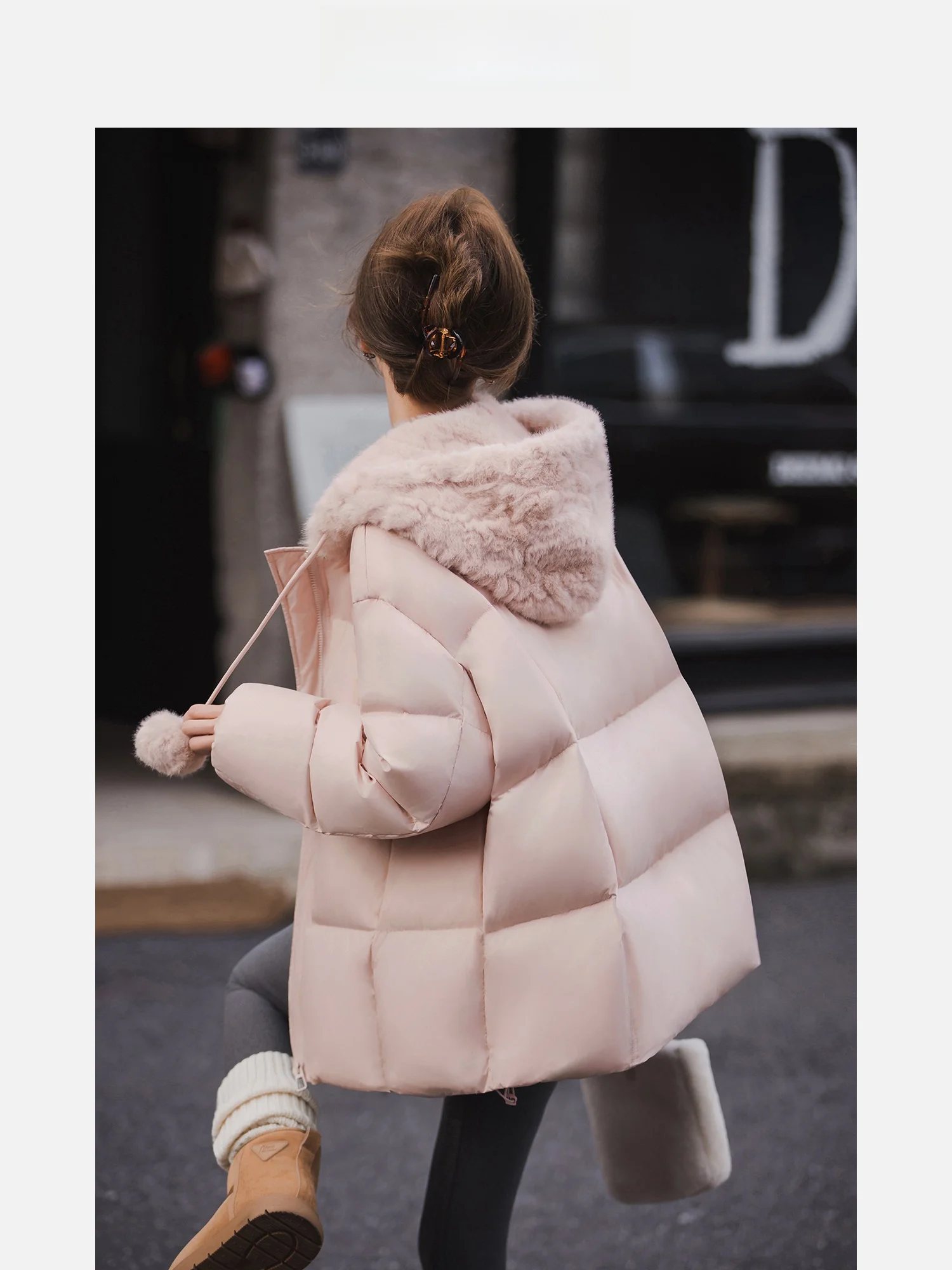 

Loose Women's down Jaet Hat Design 90 White Du Feather Winter New Sle Xiao Gu Li Snow Cherry Puffa Coat Warm Thi