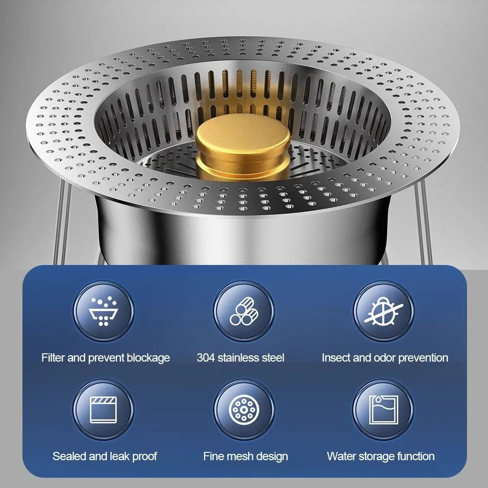 Upgraded 3 in 1 Kitchen Sink Drain Strainer Pop Up Anti-Clogging Sink Strainer Basket Premium Deodorant Sink Stopper for Kitchen