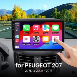 Voor PEUGEOT 207 207CC 2006 2007 2008 2009 2010-2015 Draadloze CarPlay Android Auto Radio GPS RDS WiFi BT 4G Multimedia Stereo
