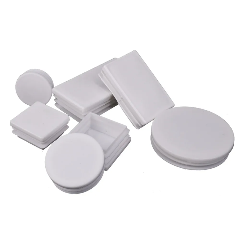 Bouchons d'extrémité d'obturation en plastique carré blanc, Inserts de tuyaux, bouchon rectangulaire pour tuyau de jambe de chaise 15x15 35x35 50x50mm