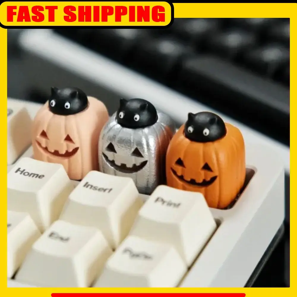

Halloween Pumpkin Lantern Translucent Keycaps 3D Printed Customized 1U Resin Keyboard Cap for Mechanical Keyboard Accessories MX