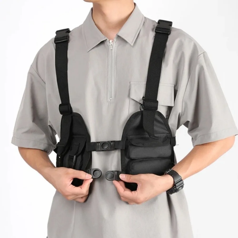 

Versatile Chest Pack Adjustable Straps Multi-function Design Hip Hop Streetwear Bag Nylon Unisex Chest Rig Bags
