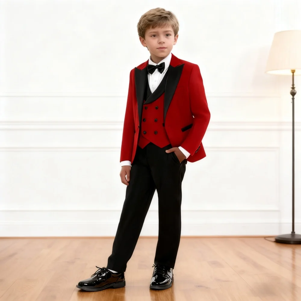 

Stylish Boy Child Wedding Suit Graduation Neat Children's Suit Including Jacket Vest Pants Bow-tie Wedding Flower Boy