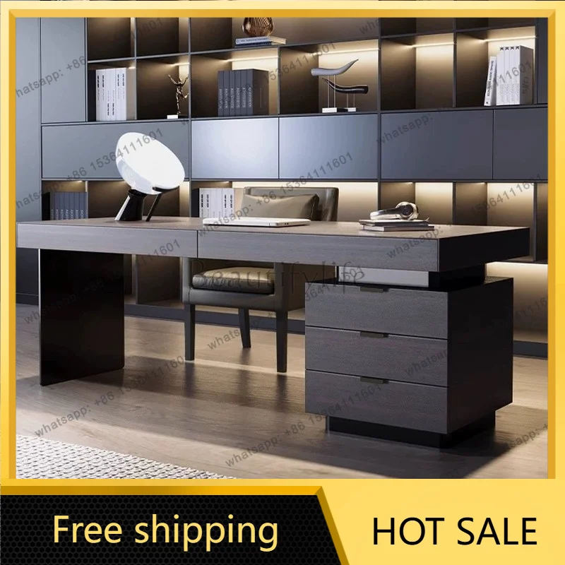 XX. Italian minimalist study desk smoked wood solid wood computer desk