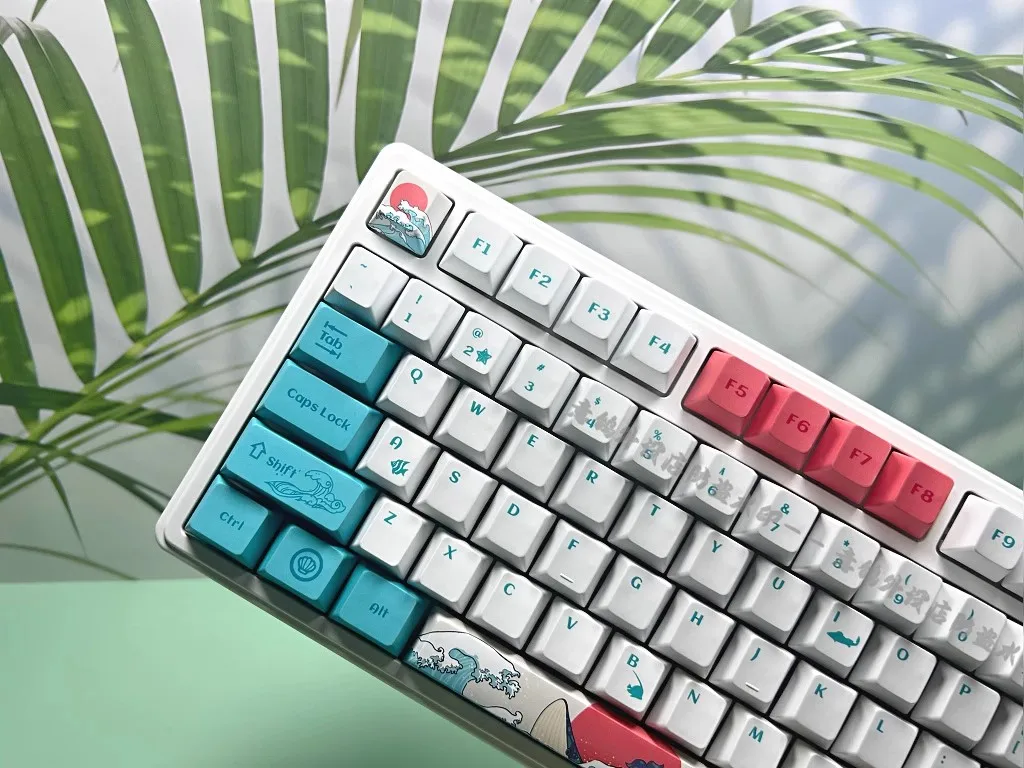 Cherry 125 teclas de perfil, teclas con tema de mar Coral, PBT, sublimación de tinte de cinco lados para juegos, Teclado mecánico, MX Switche