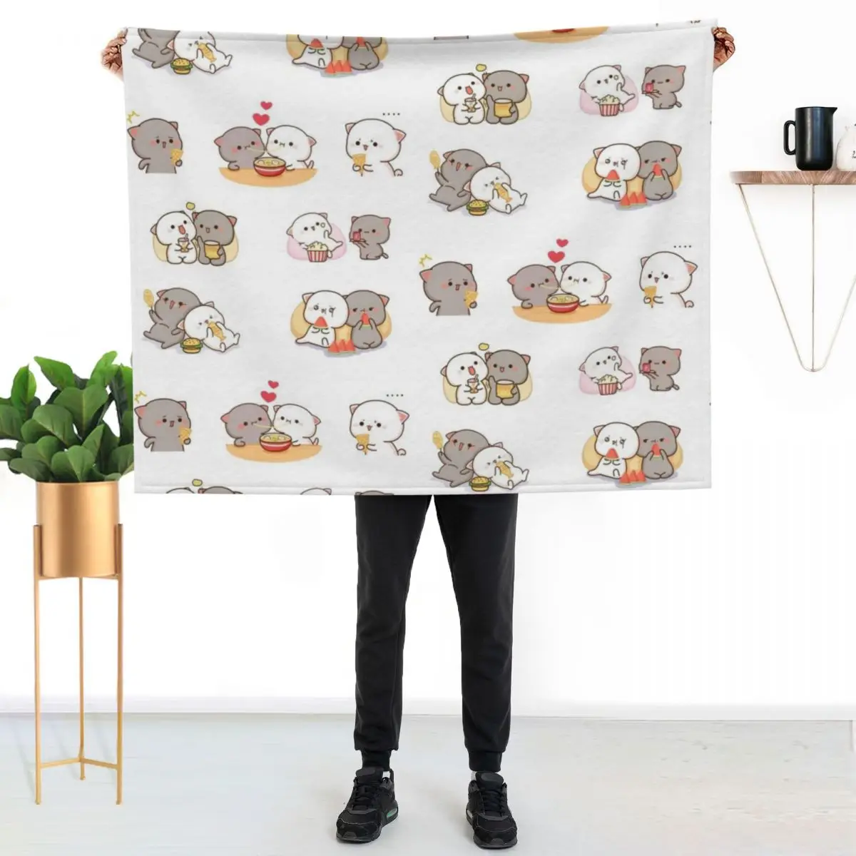 

mochi peach cat sticker pack Throw Blanket Stylish Warm Blanket for Living Room Bedroom