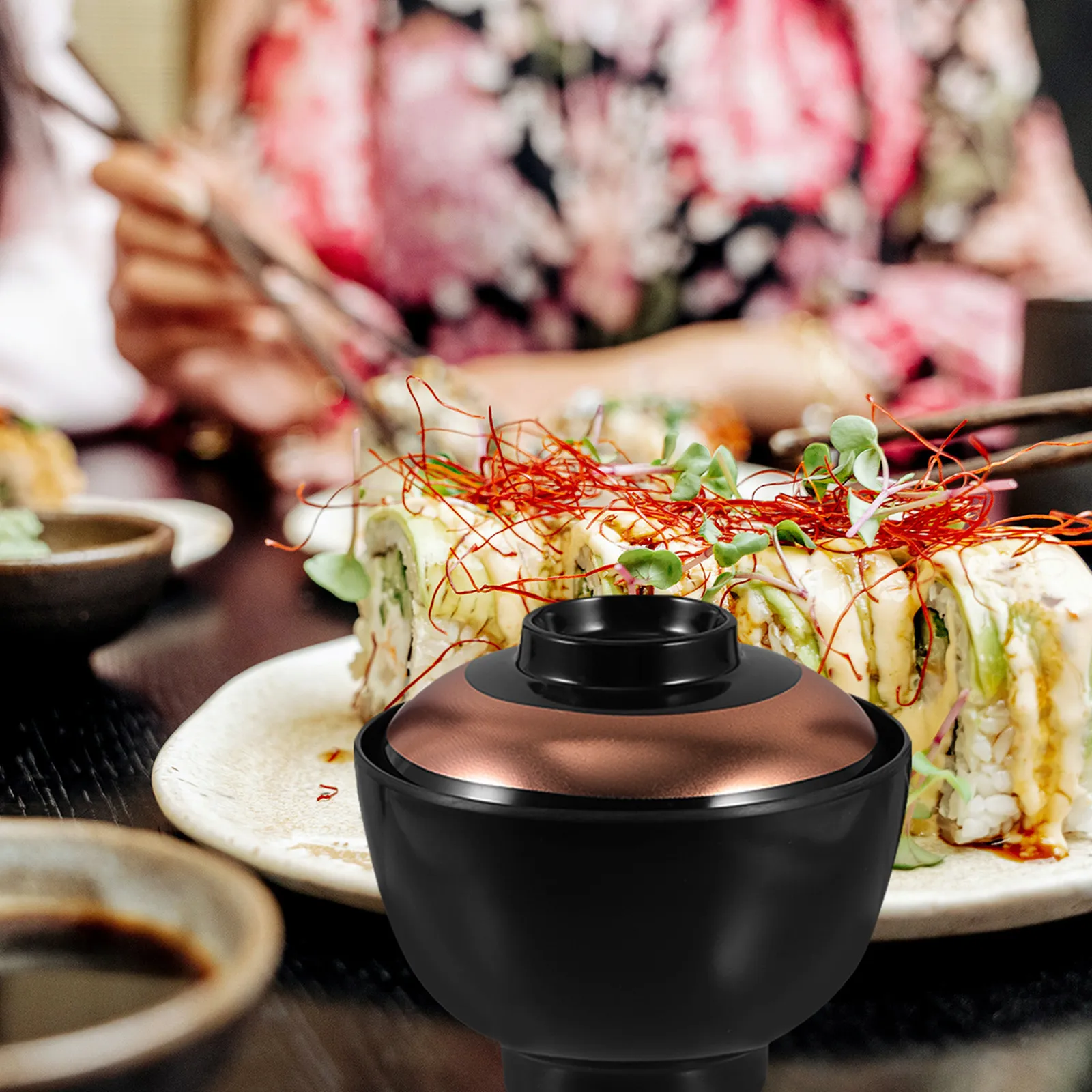 Traditional Japanese Soup Bowl with Lid Large Capacity Rice Bowl for Home Kitchen Restaurant Use Easy Clean Heat Resistant