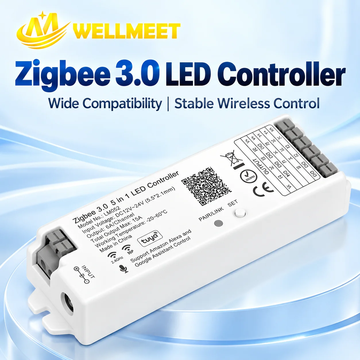 5-in-1 LM052 Tuya ZigBee 3.0 LED Controller Supports Monochrome CCT RGB RGBW RGBCT PWM LED Strip 2.4G Remote Control LM091