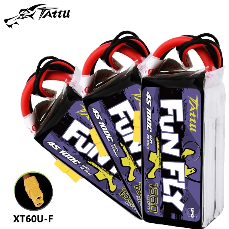 

Upgrade TATTU FUNFLY 100C 4S 1550mAh 14.8V LIPO Battery For RC Helicopter Quadcopter FPV Racing Drone Parts 4S Drones BATTERY