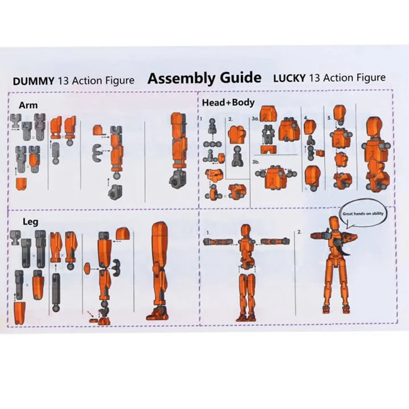 Multi Jointed Movable Robot 3D Printed Mannequin Lucky 13 Full Body Activity Robot Action Figures B