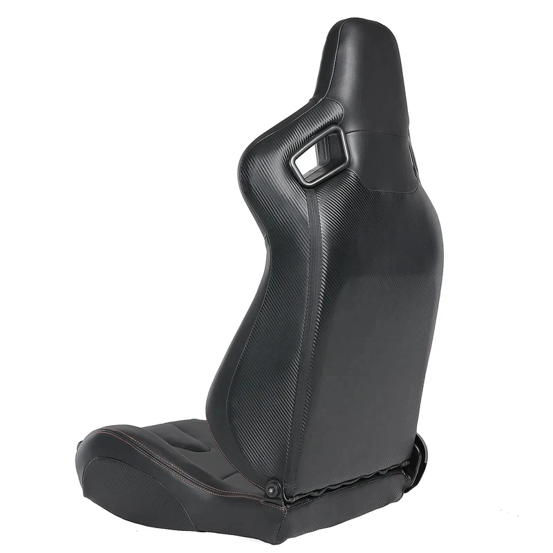 High Quality Black PVC Leather Adjustable Reclinable Sport Racing Bucket Seats With Dual Lock Sliding Rails Universal For Cars S