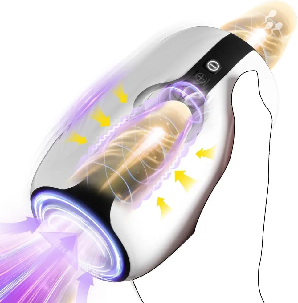 كأس استمناء ذكر آلي للرجال، ألعاب جنسية للرجال مفتوحة الأطراف لضرب القضيب مع 3 مص لقط و7 أوضاع تهتز #2