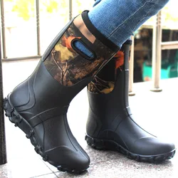 Waterproof Long Brown Shoes Outdoor Hunting Fishing Rain Boots Men Women Reef Rock River Anti-slip Sole Wading Shoes