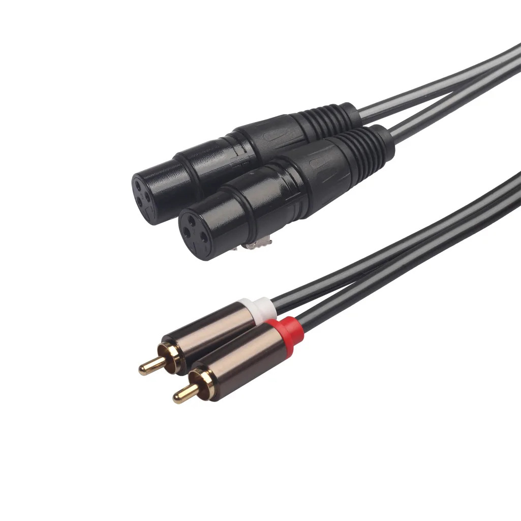 1.5m Dual XLR żeński do podwójnego złącze męskie RCA sygnału Audio kabel krosowy powłoka aluminiowa stopu cynku do głowicy Canon do mikrofonu