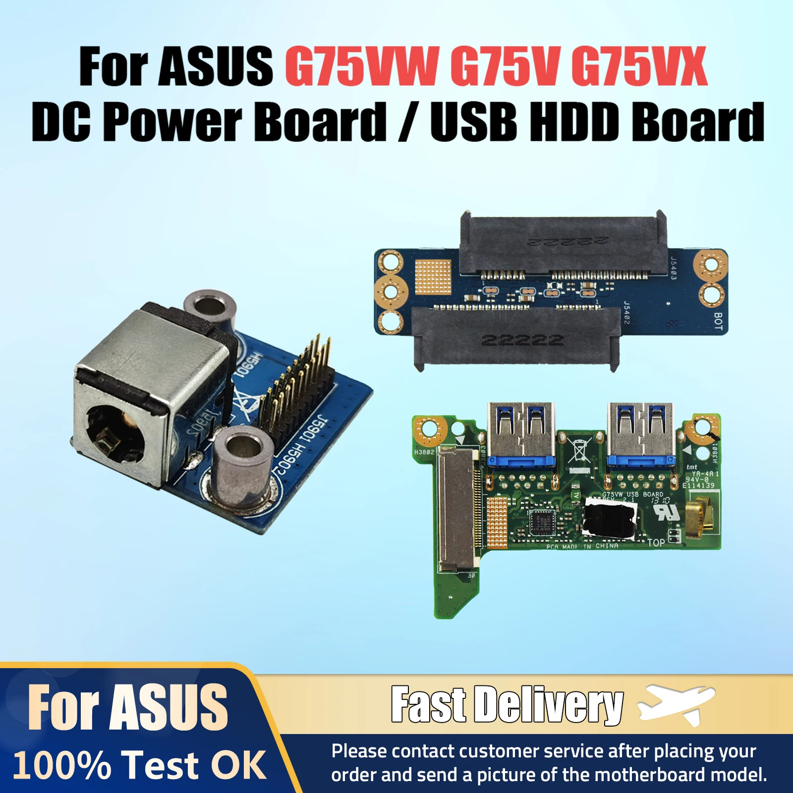 

DC Power Jack Board or USB/HDD Hard Drive board For ASUS G75VW G75V G75VX 100% Tested Fast Ship