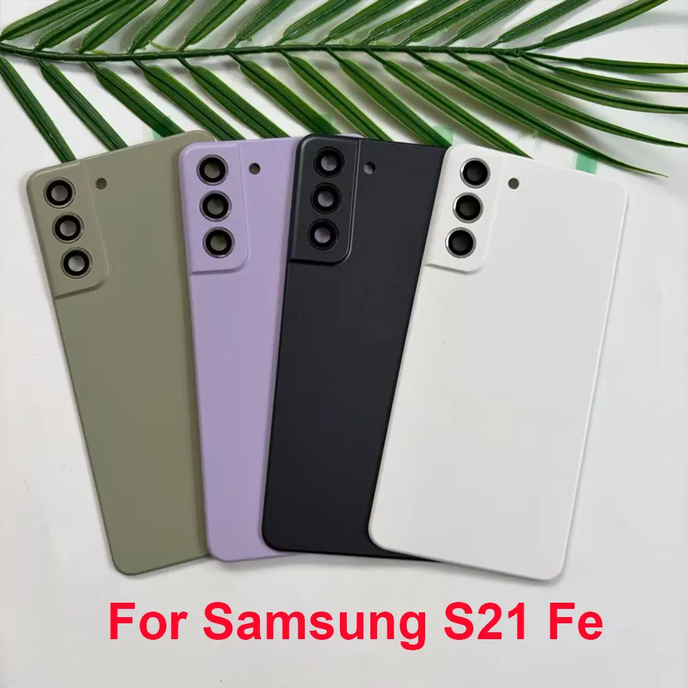 For Samsung S21 FE Back Battery Cover Rear Door Housing Cover Glass Replacement for Galaxy S21fe G990B With Camera Lens Sticker