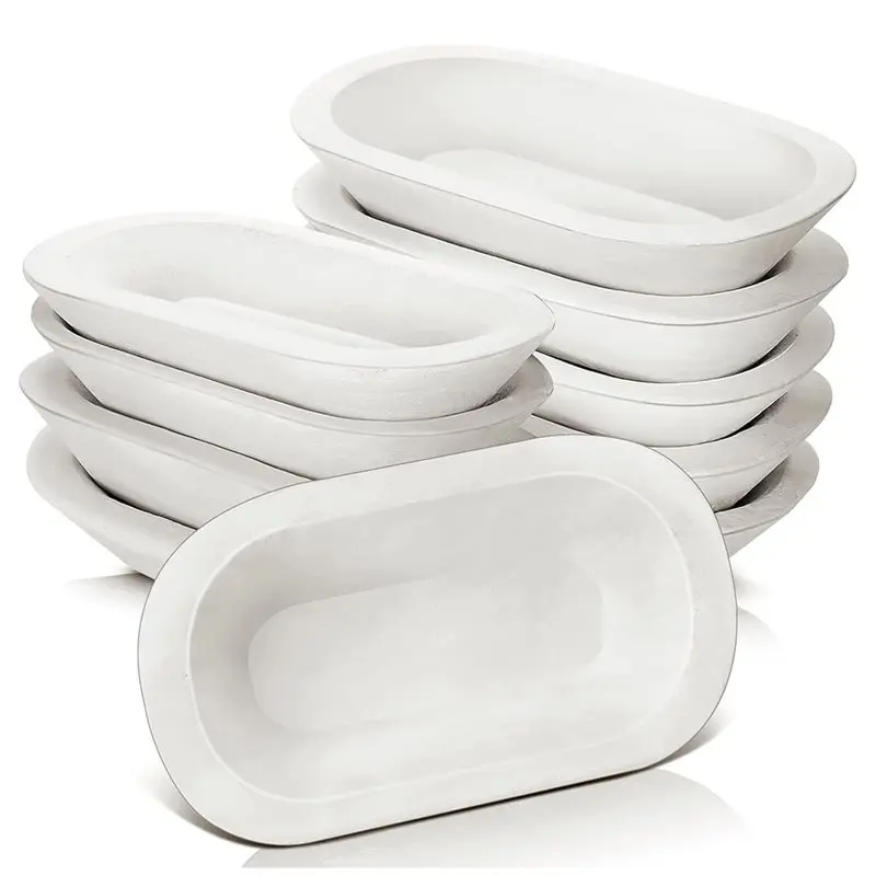 

[A38F!NEW!】 Dining For DIY Home Crafts Making Wooden Dough Bowls 10 Pcs Bulk Vintage Hand Carved Wood Dough Bowls