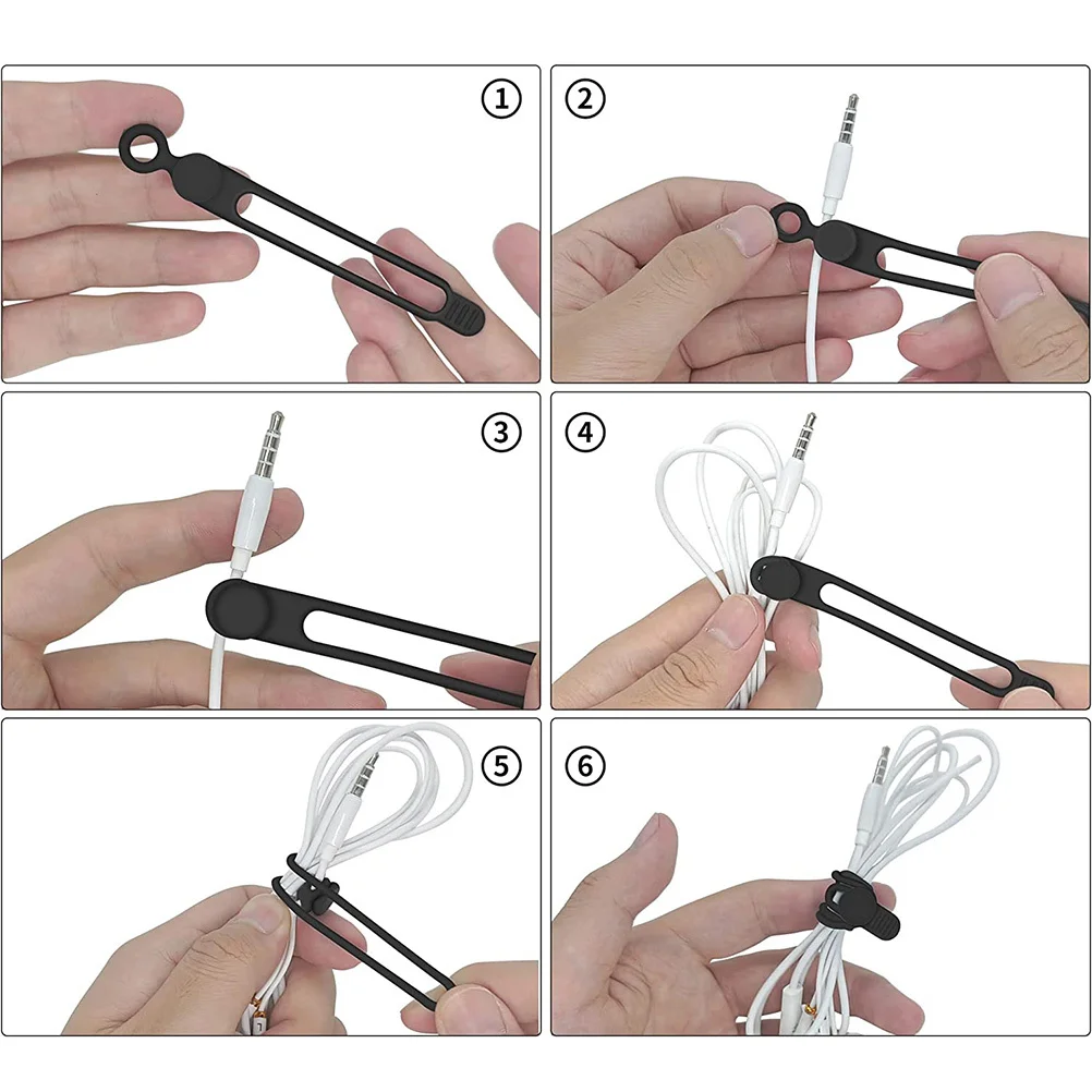 

10Pcs Reusable Silicone Cable Ties Wire Organizers for Cord Management Home Office and Travel Reusable Cable Ties