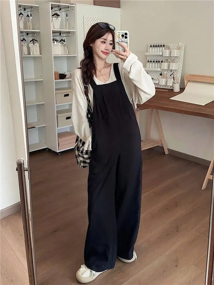 

Laid-back Style Fashionable New Apricot Women's Casual Wide Leg Pants Two-Piece Set Autumn Season Versatile Strap Pants