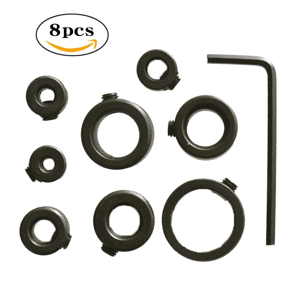 

5pcs Depth Stop Collars Ring Positioner With Wrench Woodworking Drill Stopper Drill Bit Limit Ring Positioning Rings With Wrench