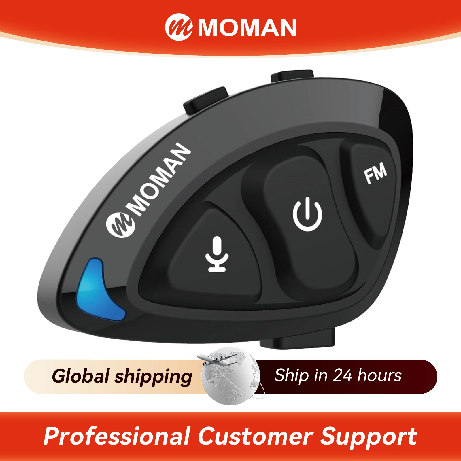 Moman Motorradhelm-Headset-Lautsprecher, RS-S Motorradhelm-Kopfhörer, HiFi/Geräuschunterdrückung, automatische Antwort/FM-Radio/AI-Sprache