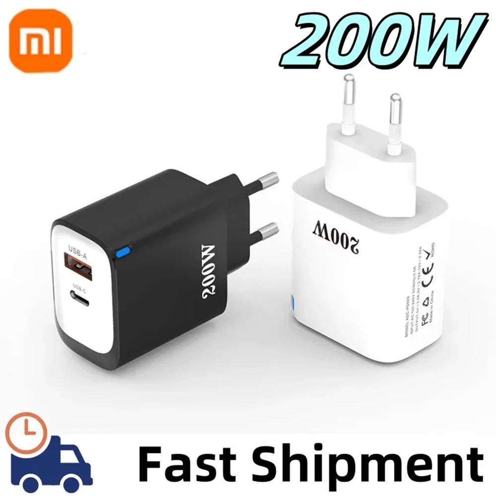 Xiaomi 200W Charger Multi-port Fast Charging EU/US/UK QC 3.0 PD USB Type C Mobile Phone Charger Head For iPhone Huawei Samsung