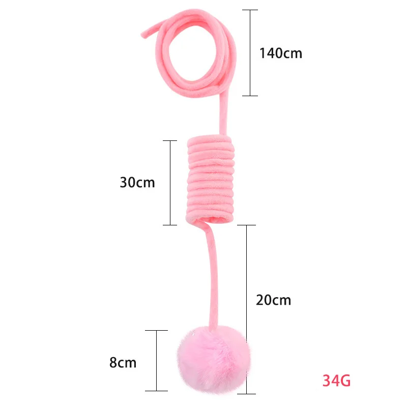 Interactive Cat Toy Funny Cat Stick Plush Spring Ball Self-Hey Hanging Door Kitten Toy Teaser Cat Wand With Bell Pet Accessories