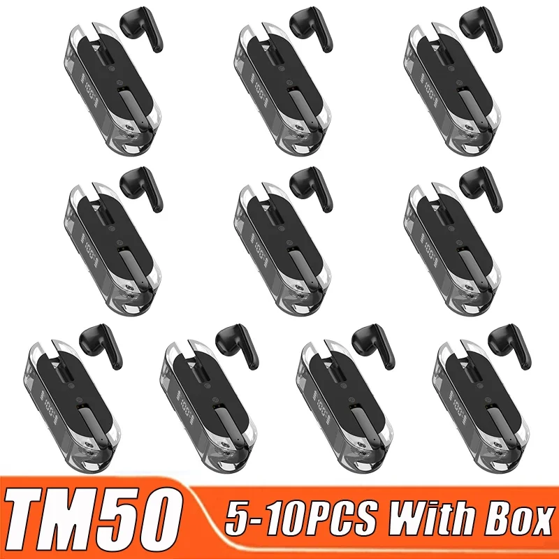 TM50 Bluetooth Earphones Smart Headphones Wireless Headset Mini Earbuds Wholesale Microphones Display TWS Bluetooth Watch Phone