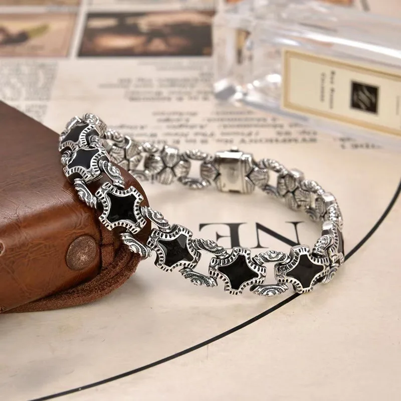 New Resin Geometric Diamond Shape Bracelet Scandanavian-Jazz Style Trendy Vintage Men's Accessory