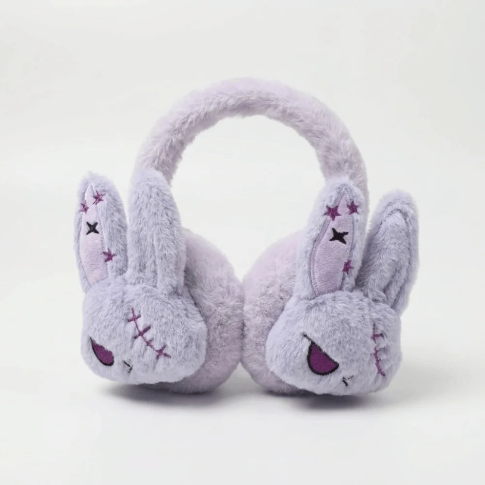 Bunny Winter Ear Warmers Star Pattern Soft Fluffy Wounded Rabbit Earmuffs Cold-Resistant Cartoon Fuzzy Ear Protection Outdoor