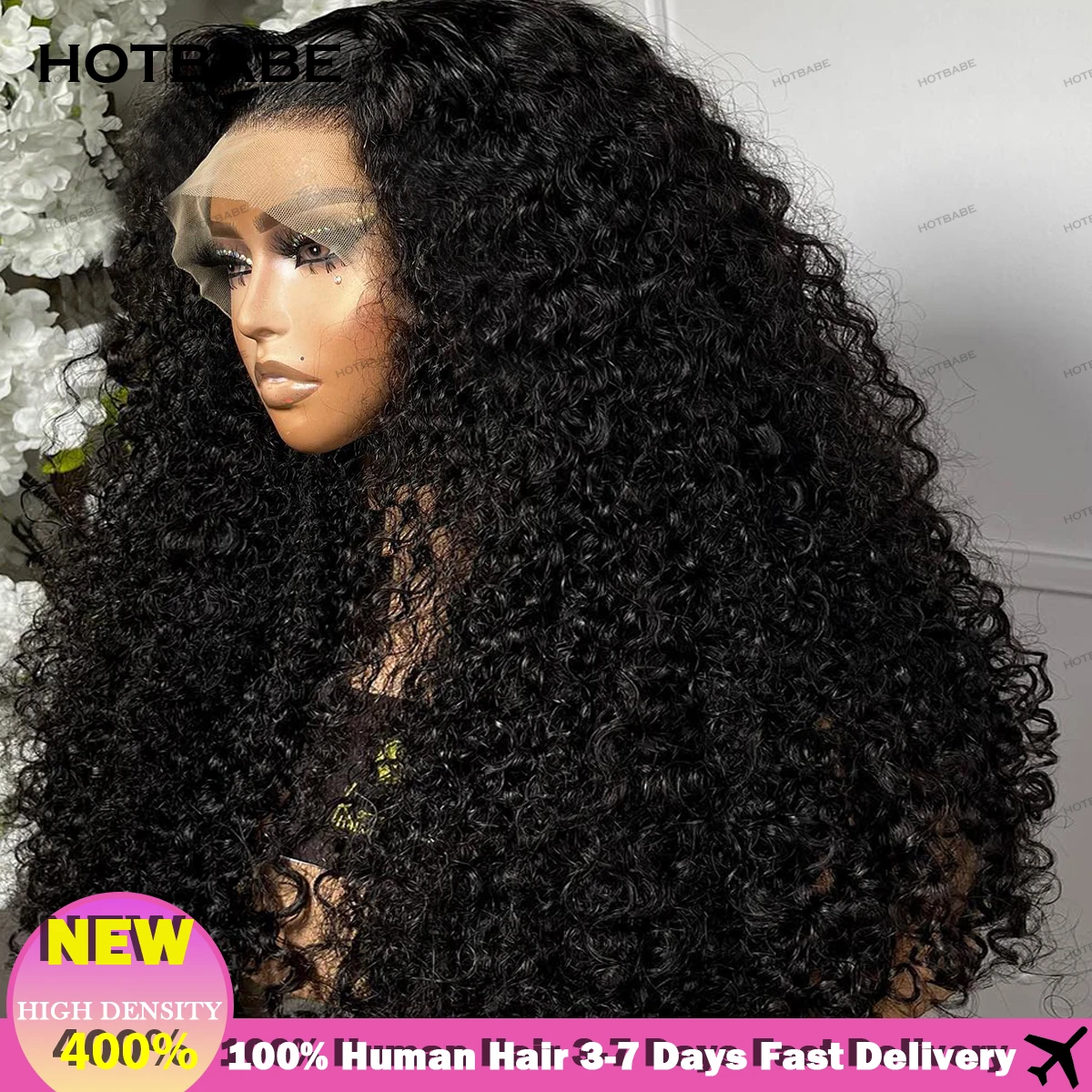 

400 Density Super Double Drawn Kinky Curly 13x6 HD Lace Front Wig Preplucked Curly Human Hair Wig Brazilian 4x4 Lace Closure Wig