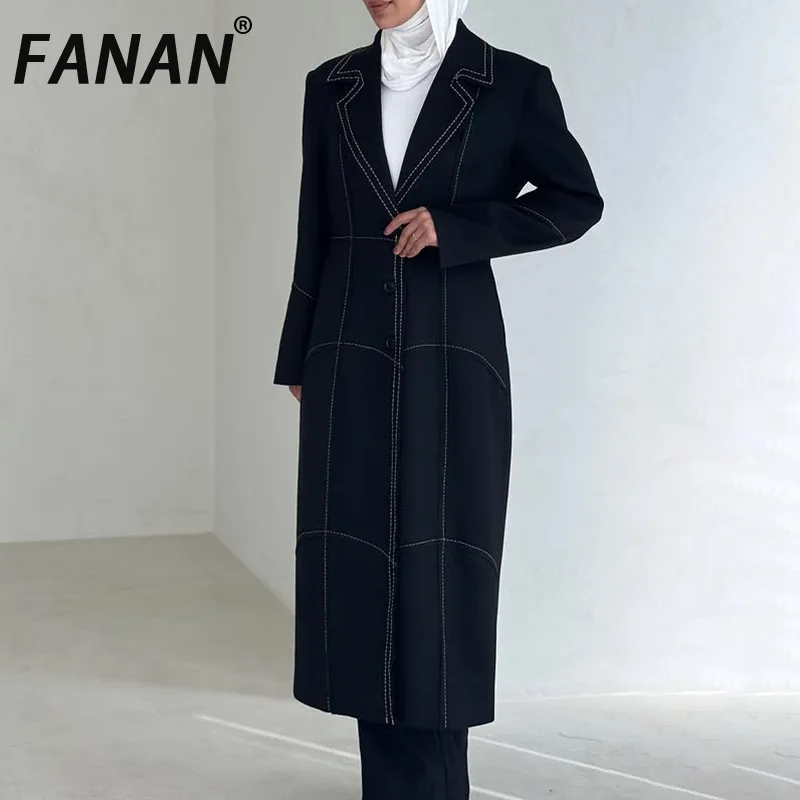 

FANAN Temperament Contrast Color Trench Women's Single Breasted Long Sleeve Elegant Windbreaker Female Coats 2025 Autumn New