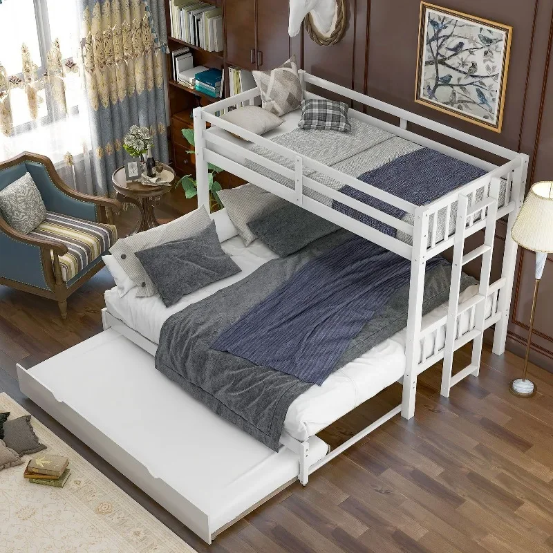 White high and low with pull-out bedroom bed
