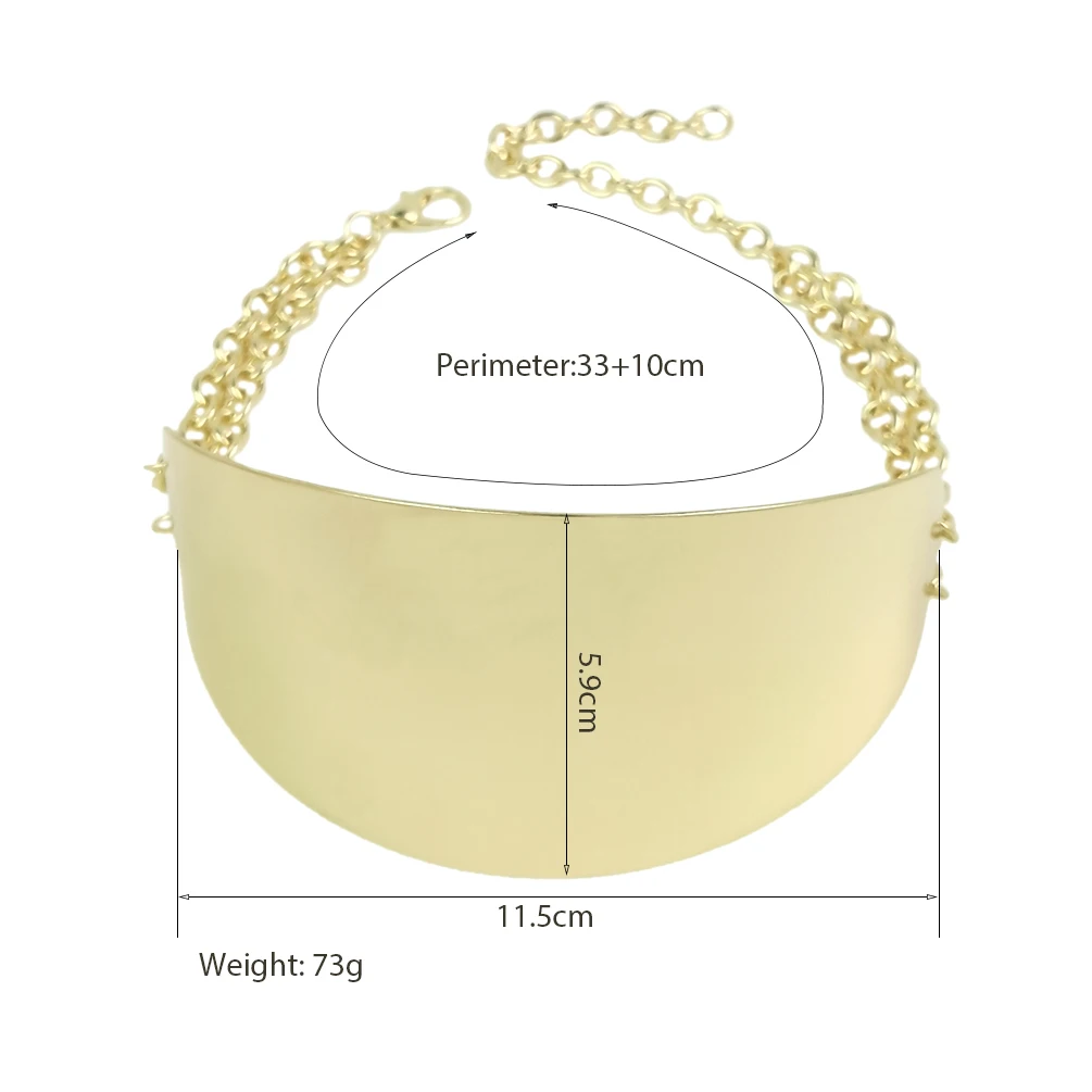 Wide Metal Cuff Neck Choker Necklaces Gold Color Bright Surface Alloy Bib Collar Necklace Statement Jewelry For Women MANILAI