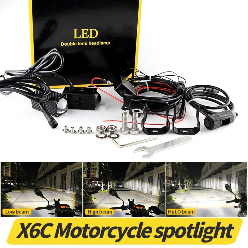 

Super Bright Motorcycle LED Explorers Headlight Projector Fisheye Lens LED Moto Fog Auxiliary Motorcycle Headlight Spotlights