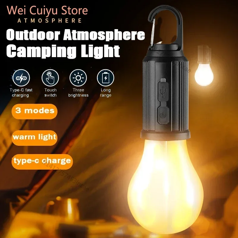 Outdoor USB Rechargeable LED Lamp Bulbs High Brightness Emergency Light Hook Up Camping Fishing Portable Lantern Night Lights