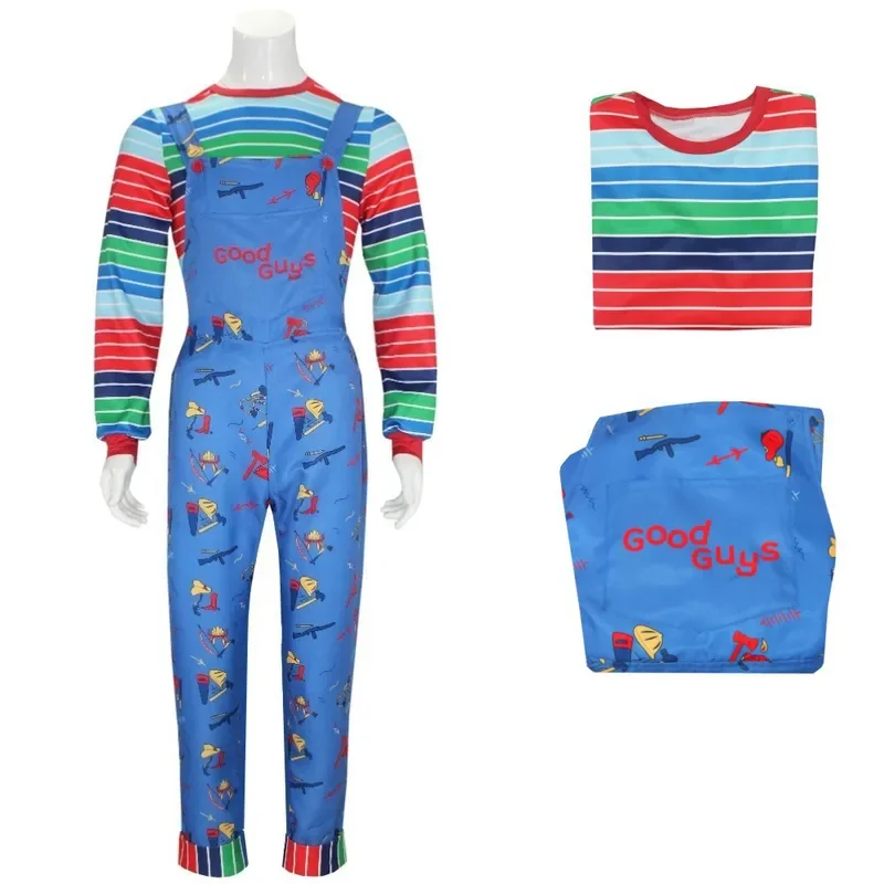 Chucky Cosplay costume da uomo e da donna, camicia e pantaloni, film, Halloween, carnevale, festa horror, vestiti
