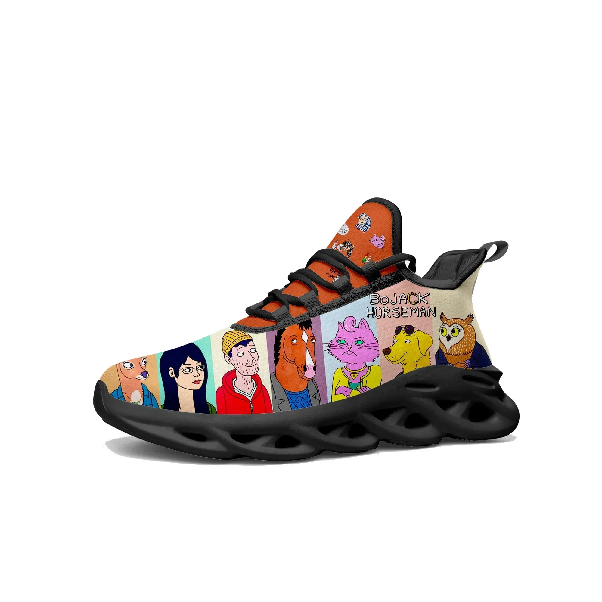

Horse Man Flats Sneakers Mens Womens Teenager Sports Running Shoes High Quality BoJack Anime Custom Lace Up Mesh Footwear