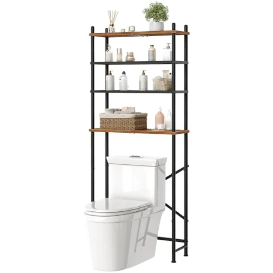 Over The Toilet Storage, 4-Tier Over Toilet Bathroom Organizer, Freestanding Above Toilet Shelf with Adjustable Feet, Space Sav