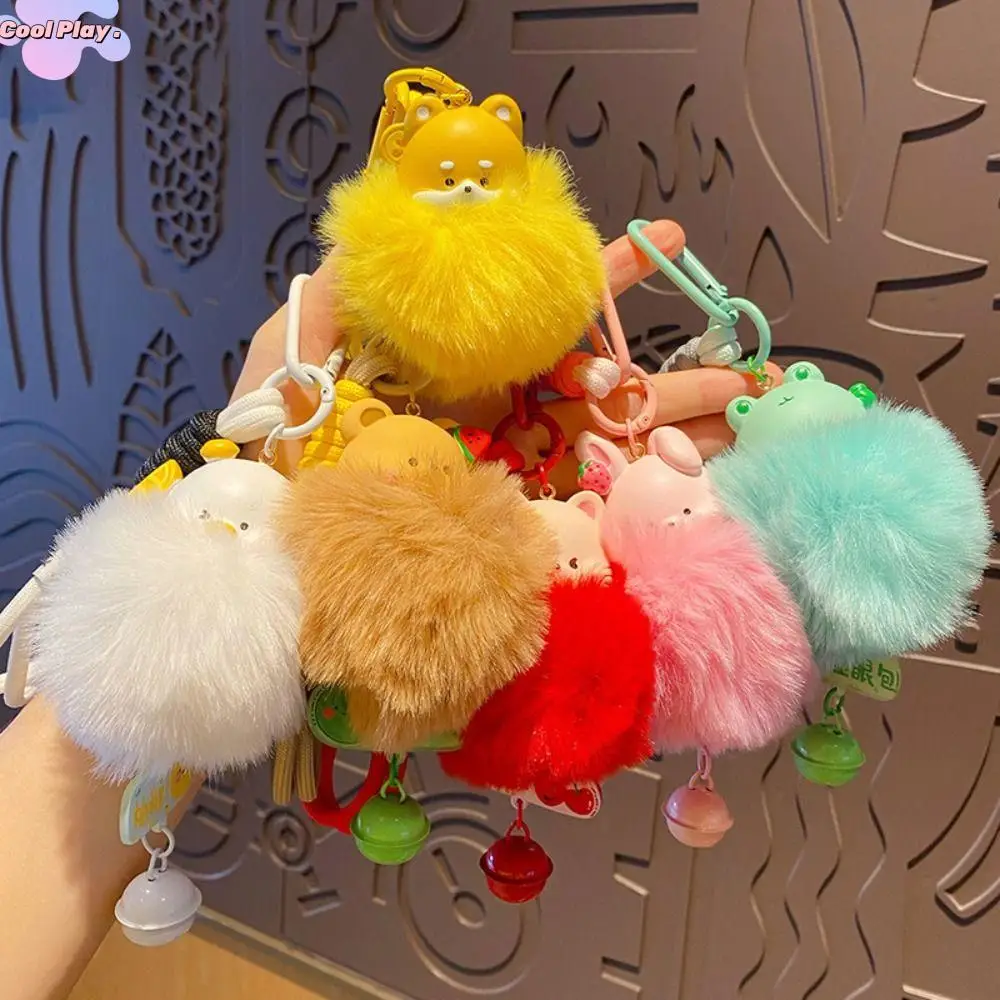 Kawaii owoce aksamitna kula brelok mały dzwonek uroczy brelok ze zwierzęciem żywica futrzana pluszowa lalka wisiorek dziewczyna