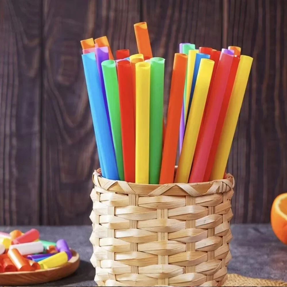 100-600Pcs Color Big Milkshake Straws Smoothie Straws Bubble Boba Milk Tea Plastic Straw Bar Party Wedding Home Accessory