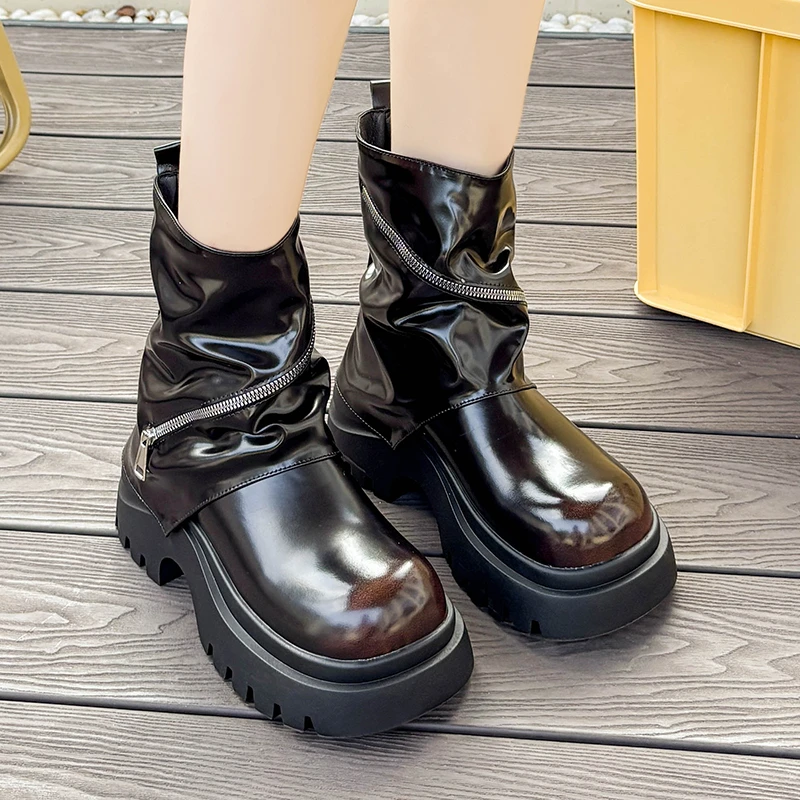

Новинка 2023 года, женские ботильоны, обувь на платформе, трендовые высокие ботинки челси, дизайнерские зимние вечерние роскошные женские ботинки в стиле ретро, Botas Mujer Zapatos