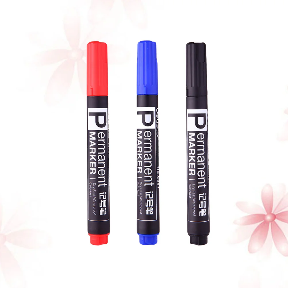 

3Pcs Permanent Marking Pens Oil Based Waterproof Fade Proof Paint Markers for Craft Art Design on Multiple Surfaces Medium Point