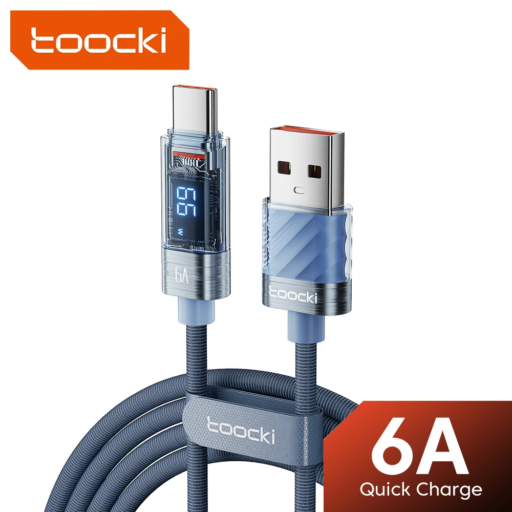 Toocki 6A USB-auf-Typ-C-Kabel für Xiaomi Power Bank Smart Digital Display 66W/40W Schnelllade-USB-C-Datenkabel für Samsung S22