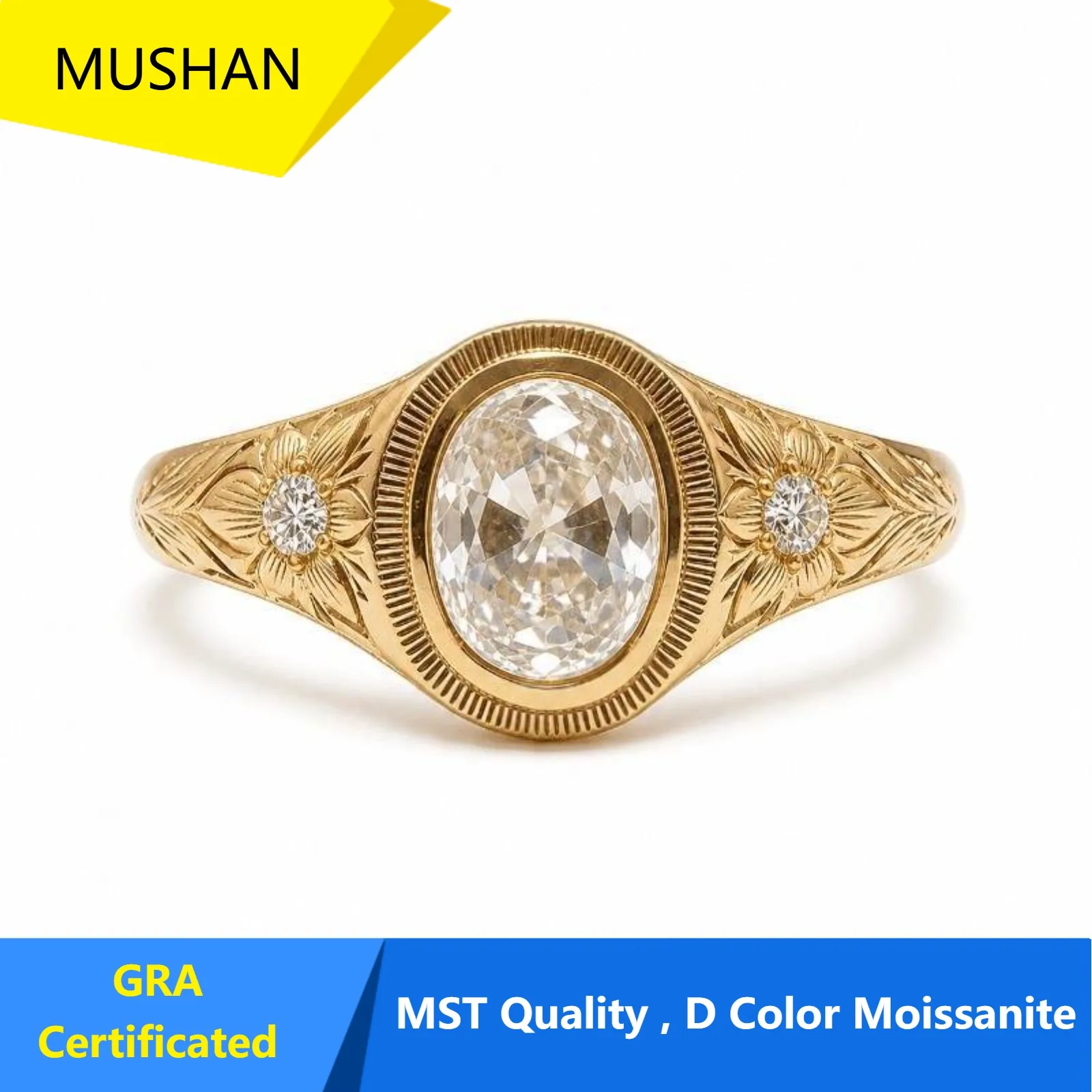 MUSHAN Jewelry Factory Wholesale 925 Sterling Silver Rings Wedding Band for Women Real D Color Moissanite Diamond Ring
