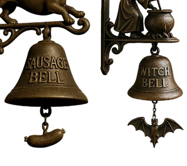 vintage Witch Dachshund welcome doorbell Funny metal Shopkeepers Bell Ring Manual entry Door Hanging Bells for garden or patio
